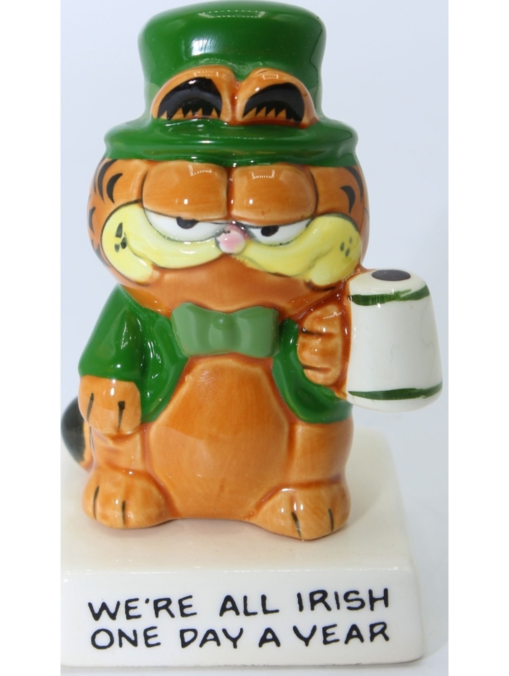 Enesco 1981 Garfield St. Patrick's Day "We're All Irish One Day A Year" Figurine